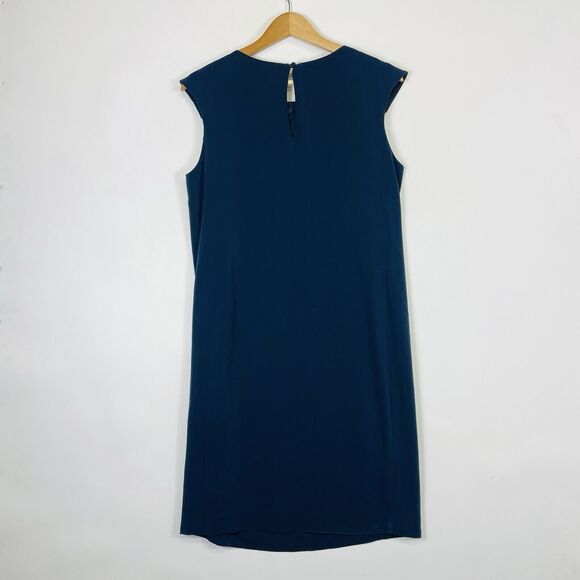 Benetton Womens Navy Blue Jewel Collar Sleeveless‎ Sheath Dress Women's Small - Picture 4 of 8